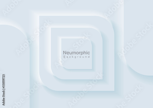 Neumorphic Backgrounds and Backdrops Square pattern, white tone, layered, minimal style background, technology illustration, modern and business, template and banner assembly for products.