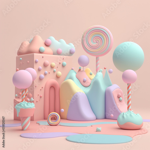 Obraz na płótnie Delicious Candy Land. Generative AI