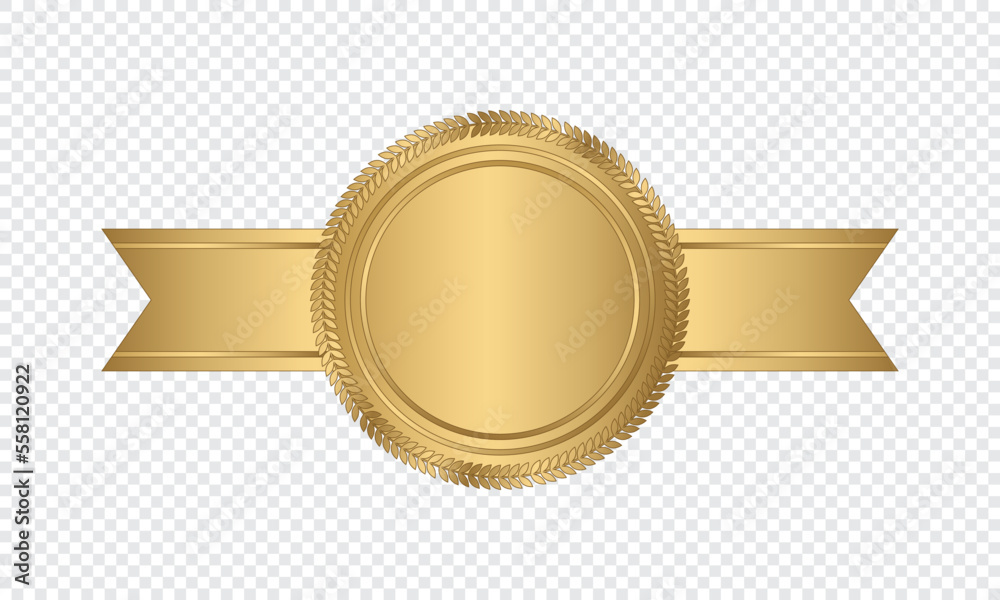 Golden stamp with horizontal ribbons. Luxury seal. Blank golden seal. Vector illustration Golden stamp with horizontal ribbons. Luxury seal. Blank golden seal. Vector illustration