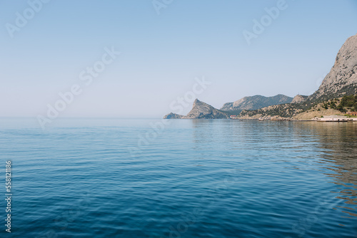  Beautiful calm summer sea Landscape with deep blue water