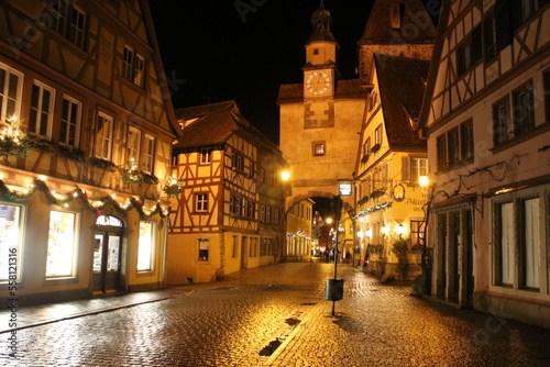 Christmas illumination in the old town of Rothenburg ob der Tauber, Germany