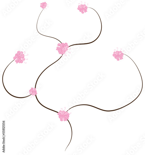 vector cherry blossom, sakura branch with pink flowers