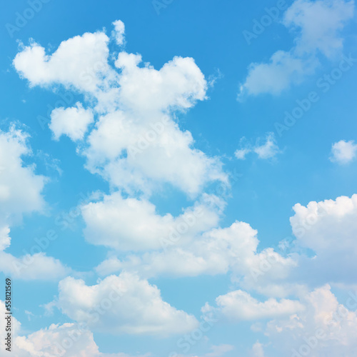 White heap clouds in the blue sky