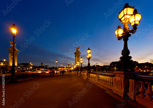 Pont Alexandre III (Alexander the third bridge) over river Seine in Paris