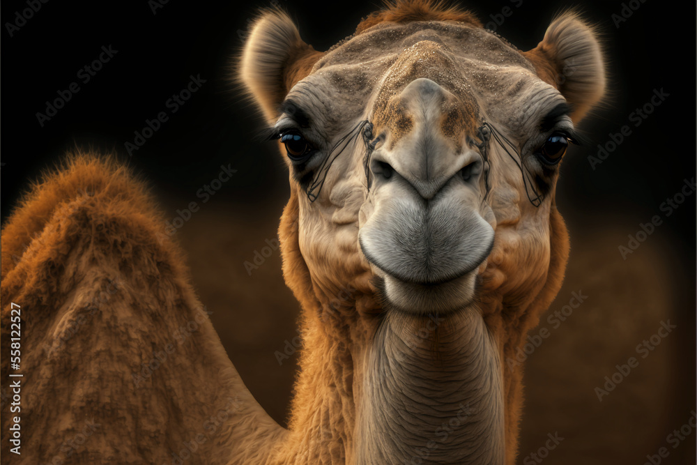 Obraz premium One camel. Hump day concept. Wednesday, middle point of the workweek. Generative AI.