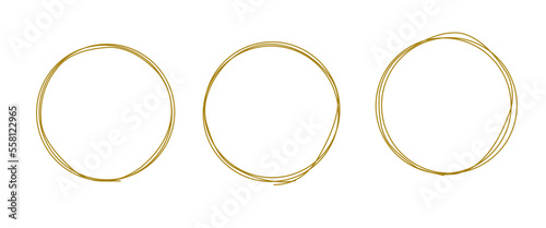 Set of round hand drawn doodle frames isolated on white background