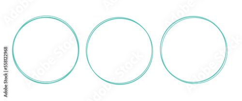 Set of round hand drawn doodle frames isolated on white background