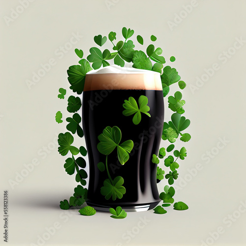 Colourful St Patrick's Day Beer Goggles, Traditional Irish drink , green shamrock irish hat Generative AI Illustration photo