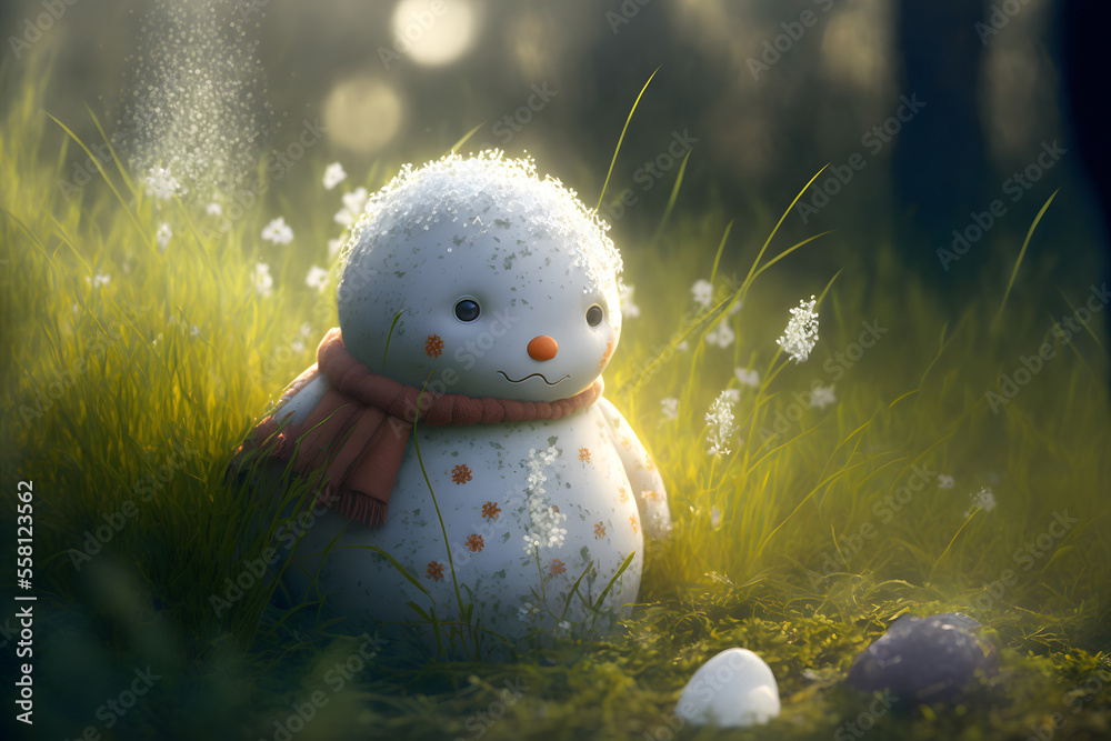 Cute Sad Melting Snowman Isolated On White Background Stock Illustration -  Download Image Now - iStock