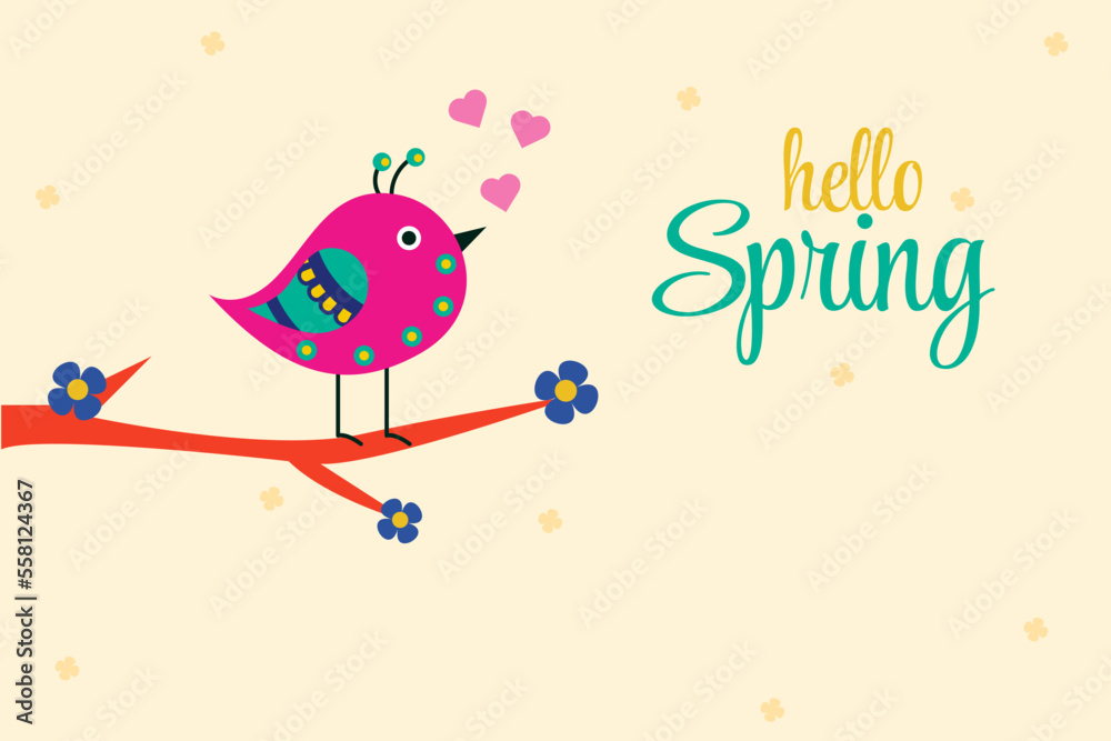 Hello spring. Bird sitting on a branch