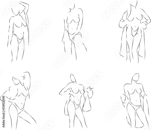 Set of line female body shirt topless (ID: 558125398)