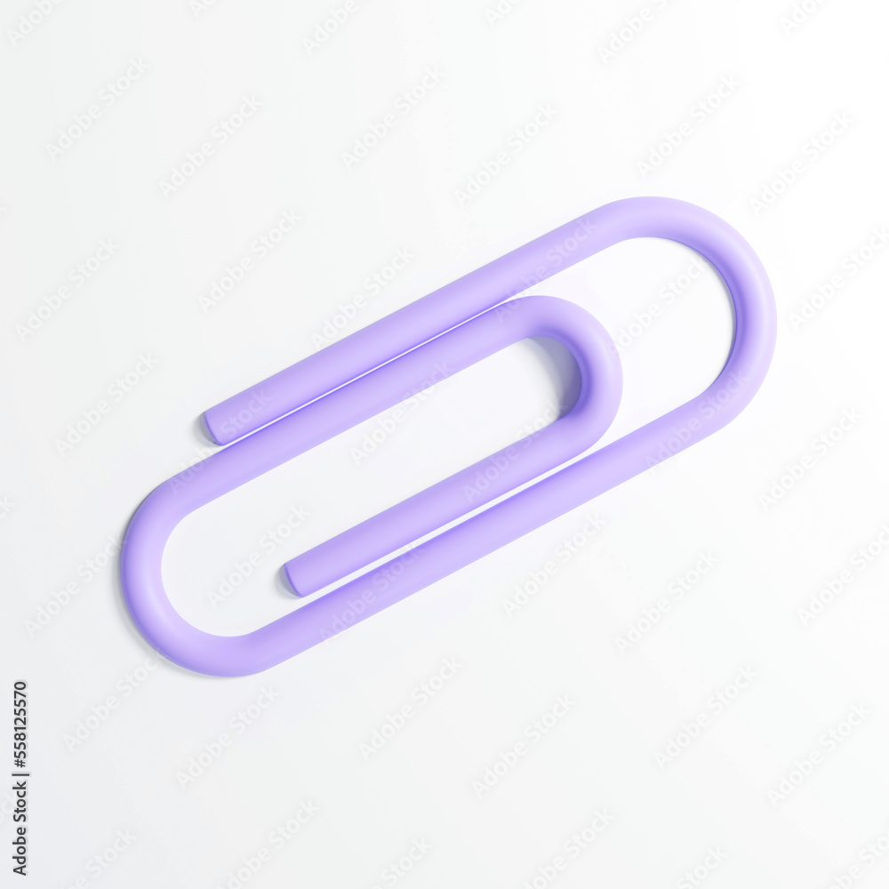 Paper clip isolated on white background, 3D render illustration Paper clip isolated on white background, 3D render illustration