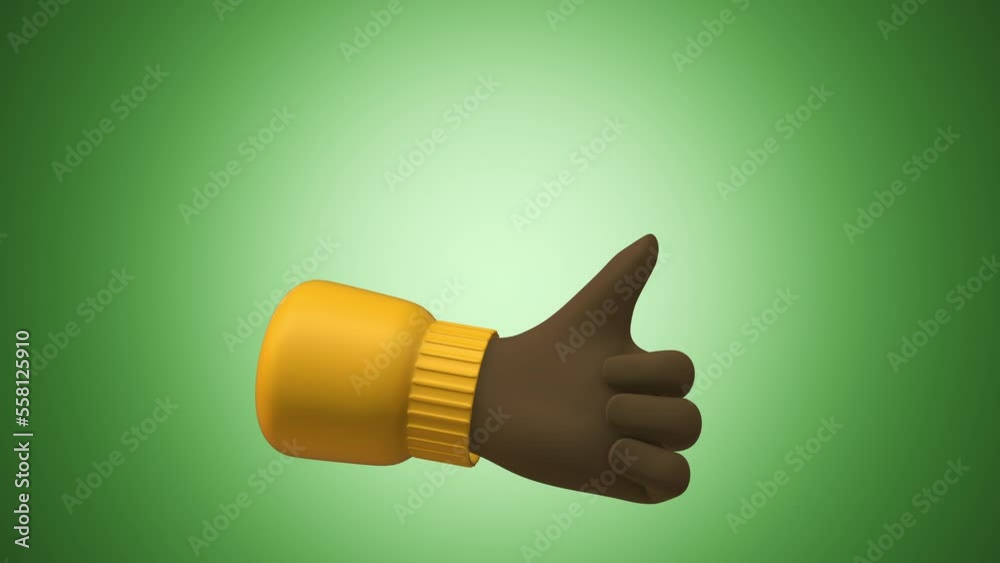 4 Hand Sign Animated 3D animation of a cartoon hand with four fingers that Like Success ...