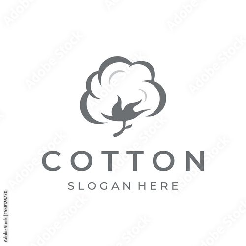 Logo design natural organic soft cotton flower plant for business, textile,clothing and beauty.
