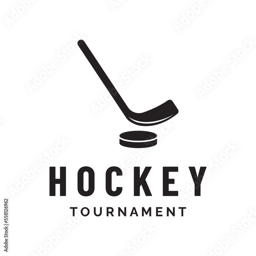 ice hockey sport badge template with hockey ball and stick.For club, tournament,emblem,championship and business.