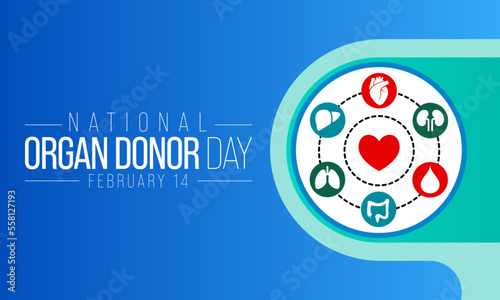 National Donor day is observed every year on February 14, dedicated to spreading awareness and education about organ, eye and tissue donation. Vector illustration