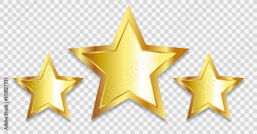3 stars .Gold Stars.Rating Star. Vector