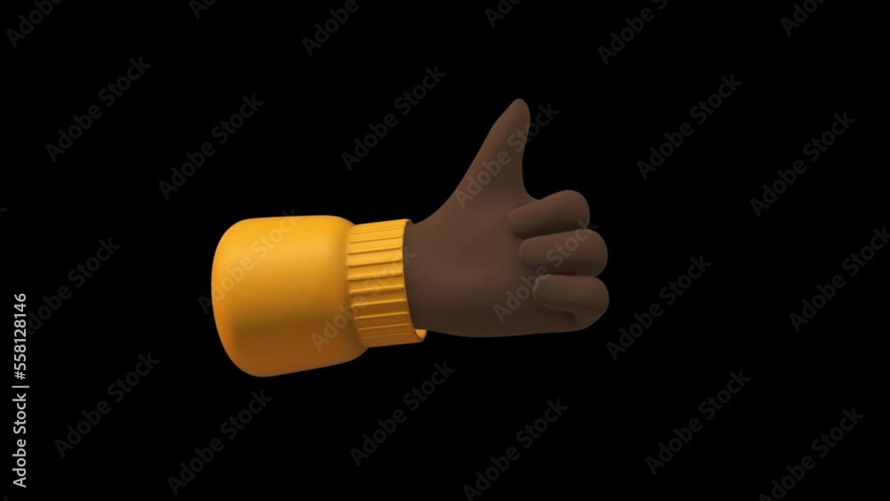 4 Hand Sign Animated 3D animation of a cartoon hand with four fingers that Like Success ...