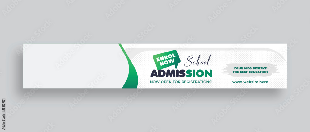 Online education large web banner, social cover template, Horizontal web banner, or school admission web banner template