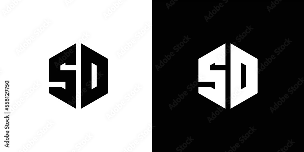 Letter S D Polygon, Hexagonal Minimal and Trendy Professional Logo Design On Black And White Background Letter S D Polygon, Hexagonal Minimal and Trendy Professional Logo Design On Black And White Background