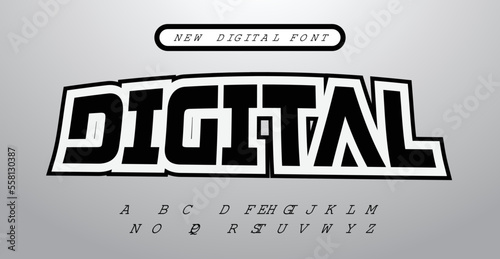Digital Text Effect. Simple, modern, and futuristic. Easy to edit. Vector illustration.