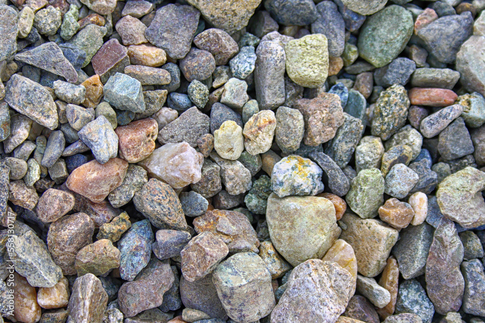 Crushed close up different granite stone texture background. Crushed close up different granite stone texture background.