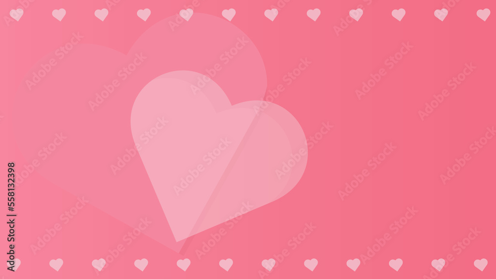 Heart love pink and white background vector illustration with copy space, suitable for Valentine's day February celebration