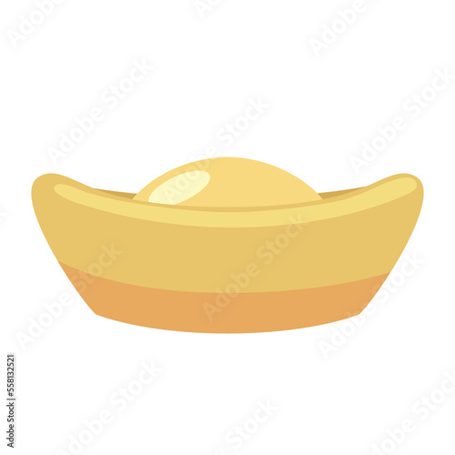 Lunar new year chinese gold ingot sycee yuanbao vector illustration clipart.