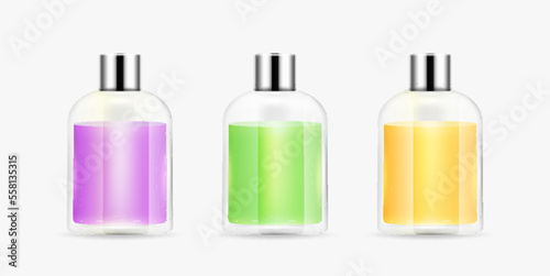 Aroma diffuser glasses set, transparent bottle with different flavors for home isolated