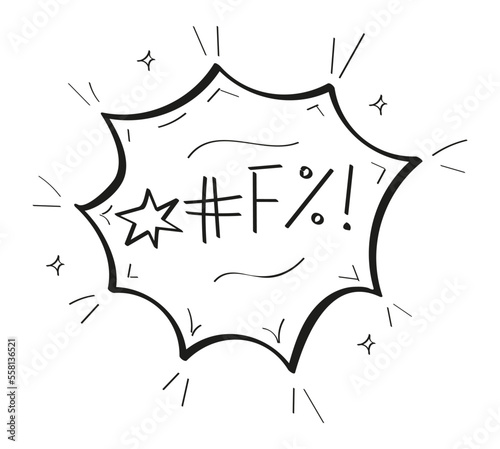 Swear, expletive words vector. Angry, rude fellings in comic, cartoon baloons. Dynamite icon vector in doodle style Bomb sign. Metaphor of negative feelings
