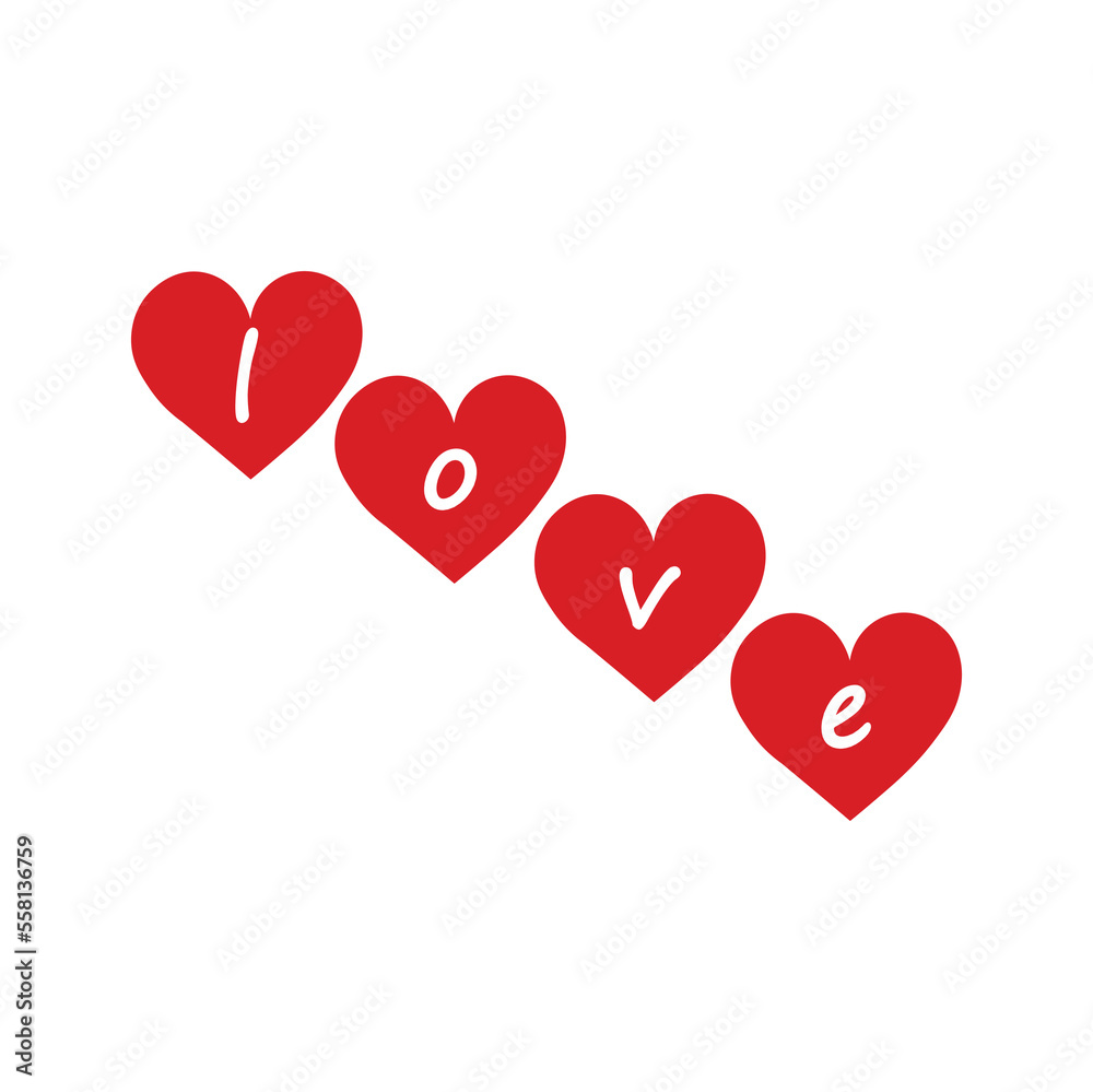 love and hearts poster banner. vector illustration message in red hearts. valentine's message 
