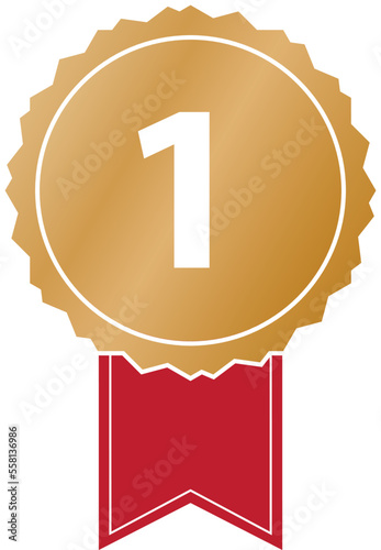 vector illustration of gold colored first place award ribbon banner