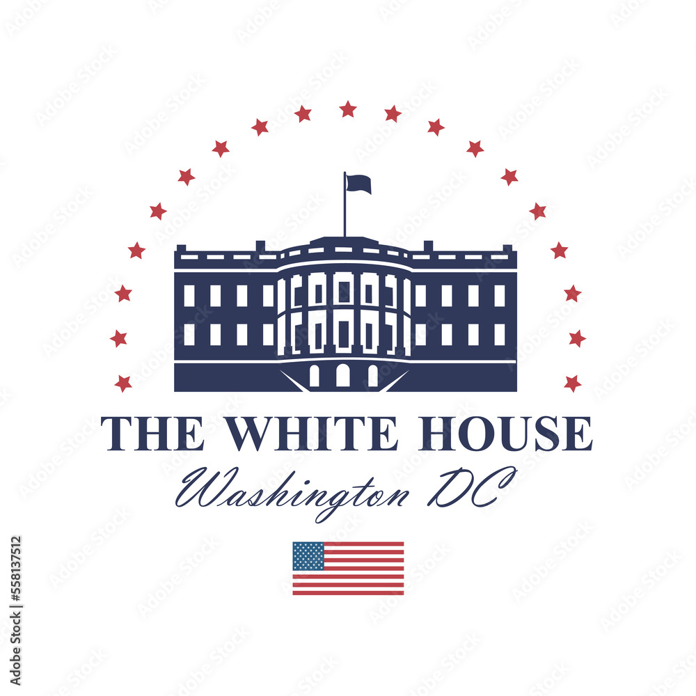 white house building icon in Washington DC isolated on white background
