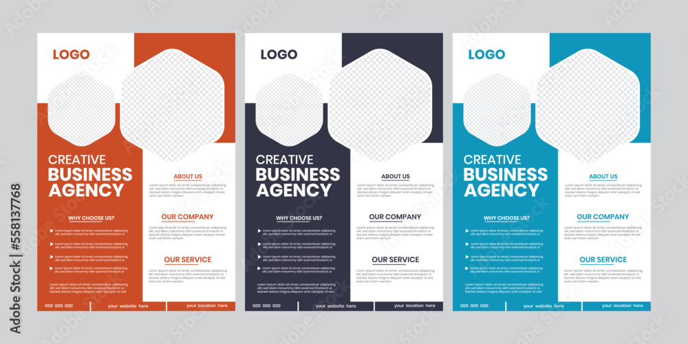 a bundle of 3 creative leaflet design. Multipurpose minimalist trendy cover pages graph, planning, document vertical design