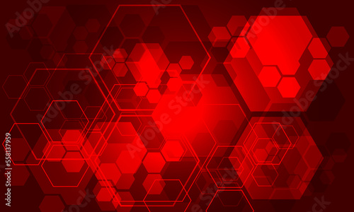 Abstract technology red hexagon geometric overlap futuristic design creative ultramodern background vector