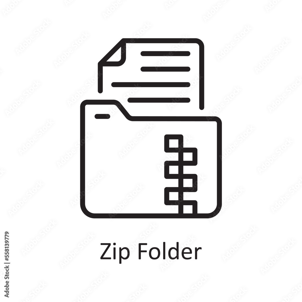 Zip Folder Vector Outline Icon Design illustration. Business And Data Management Symbol on White background EPS 10 File Zip Folder Vector Outline Icon Design illustration. Business And Data Management Symbol on White background EPS 10 File