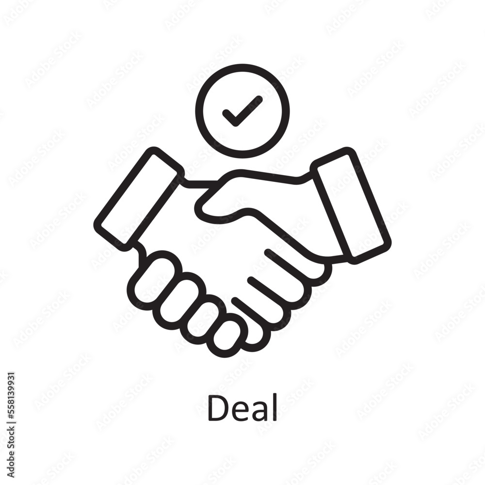 Deal Vector Outline Icon Design illustration. Business And Data Management Symbol on White background EPS 10 File