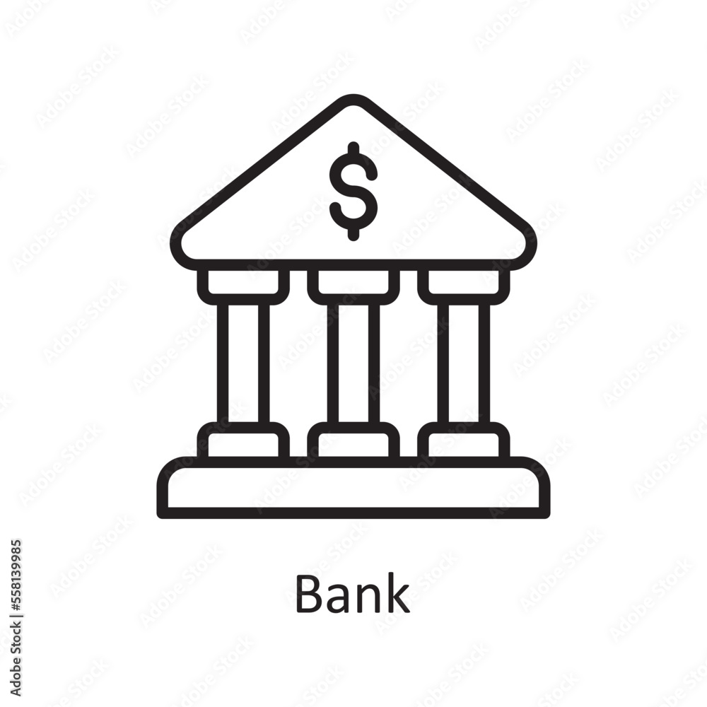 Bank Vector Outline Icon Design illustration. Business And Data Management Symbol on White background EPS 10 File Bank Vector Outline Icon Design illustration. Business And Data Management Symbol on White background EPS 10 File