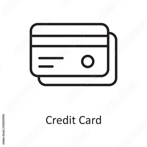 Credit Card Vector Outline Icon Design illustration. Business And Data Management Symbol on White background EPS 10 File