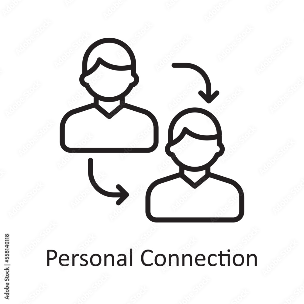 Personal Connection Vector Outline Icon Design illustration. Business And Data Management Symbol on White background EPS 10 File