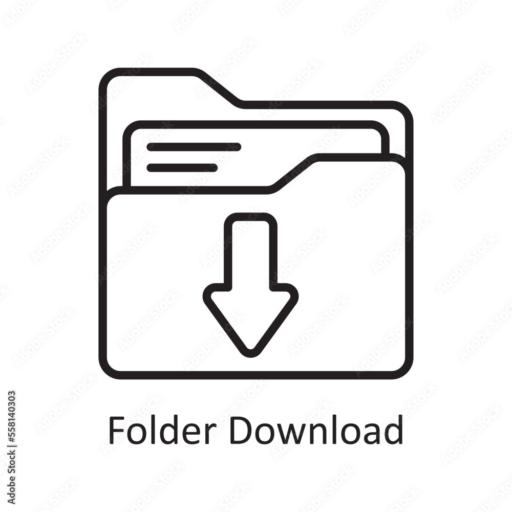 Folder Download Vector Outline Icon Design illustration. Business And Data Management Symbol on White background EPS 10 File Folder Download Vector Outline Icon Design illustration. Business And Data Management Symbol on White background EPS 10 File