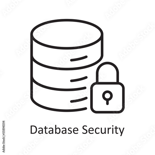 Database Security Vector Outline Icon Design illustration. Business And Data Management Symbol on White background EPS 10 File