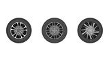 wheel object set vector illustration on white background, tire object vector