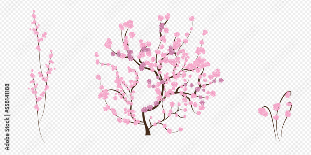 vector cherry blossom, sakura branch with pink flowers vector cherry blossom, sakura branch with pink flowers