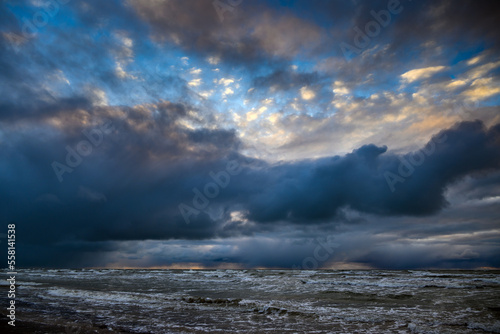 Windy evening by Baltic sea, Liepaja, Latvia.