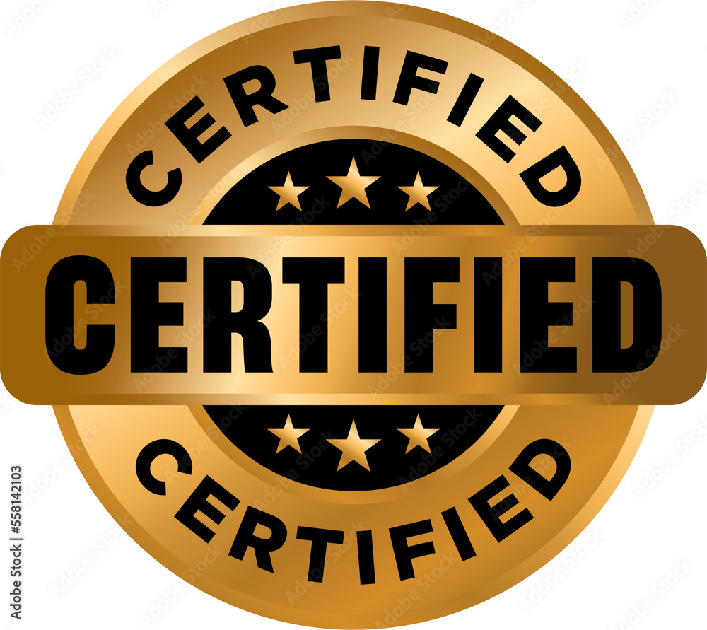 Certified gold vector emblem, Certified label stamp Certified gold vector emblem, Certified label stamp