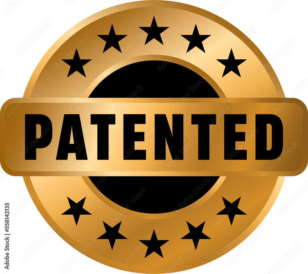 Patented gold vector emblem, Patented label stamp Patented gold vector emblem, Patented label stamp