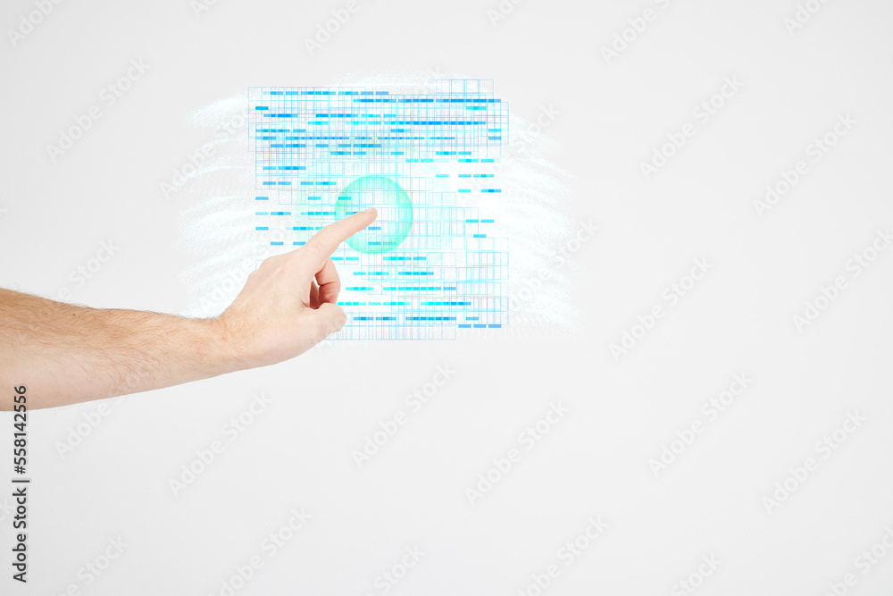 Fototapeta premium Male hand illustrating artificial intelligence