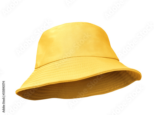 Photos yellow bucket hat isolated on white