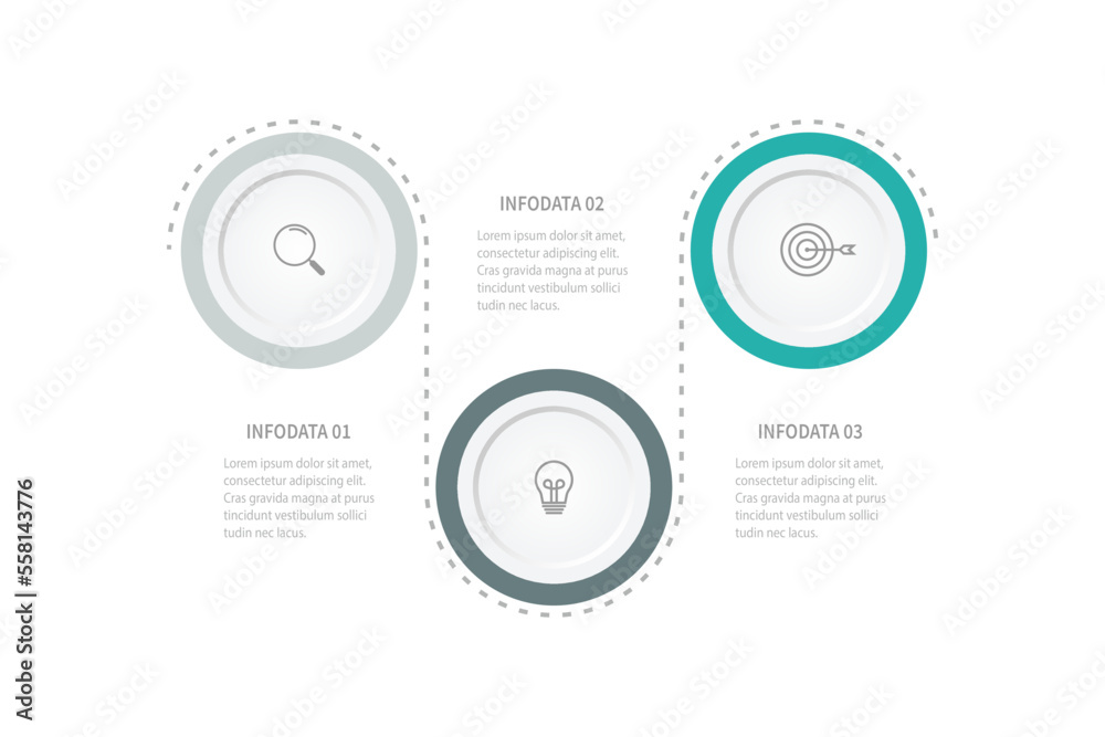 Business infographic  process with circle template design with icons and 3 options or steps. Vector illustration.
